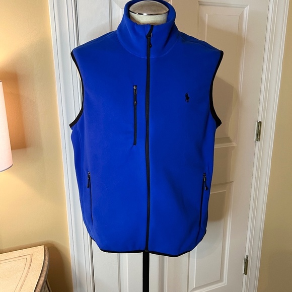 NWT Men's Polo Ralph Lauren Performance Fleece Zip Front Vest Royal Blue LARGE - Picture 1 of 4
